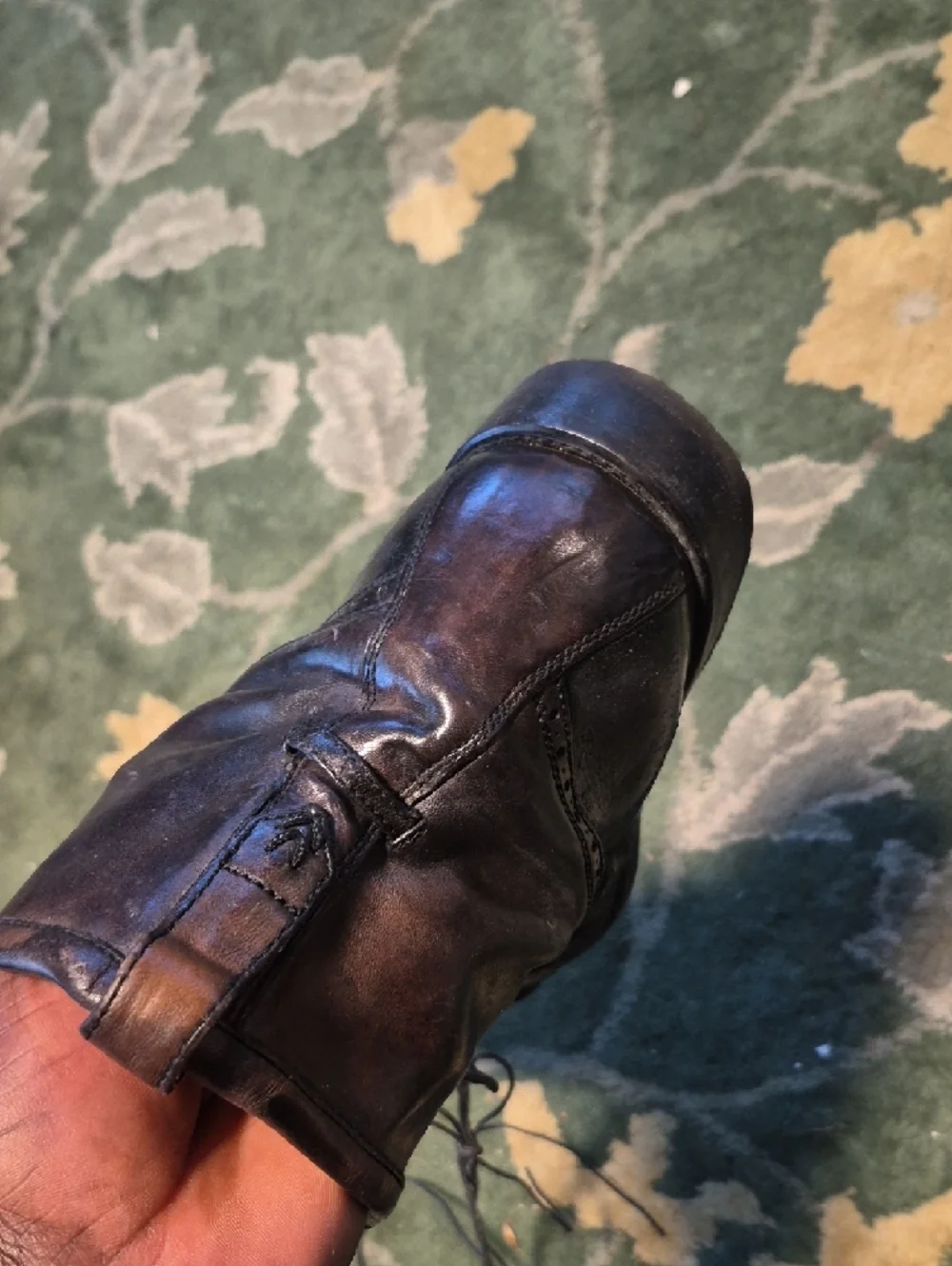 Men's Black Leather Lace-Up Cap-Toe Boots